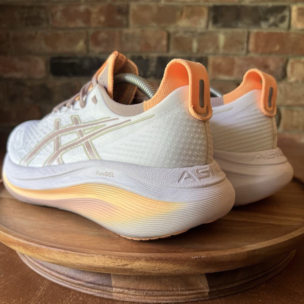 Asics Gel Nimbus 27 Womens Size 9 White Orange Athletic Running Shoes Sneakers - Picture 11 of 16